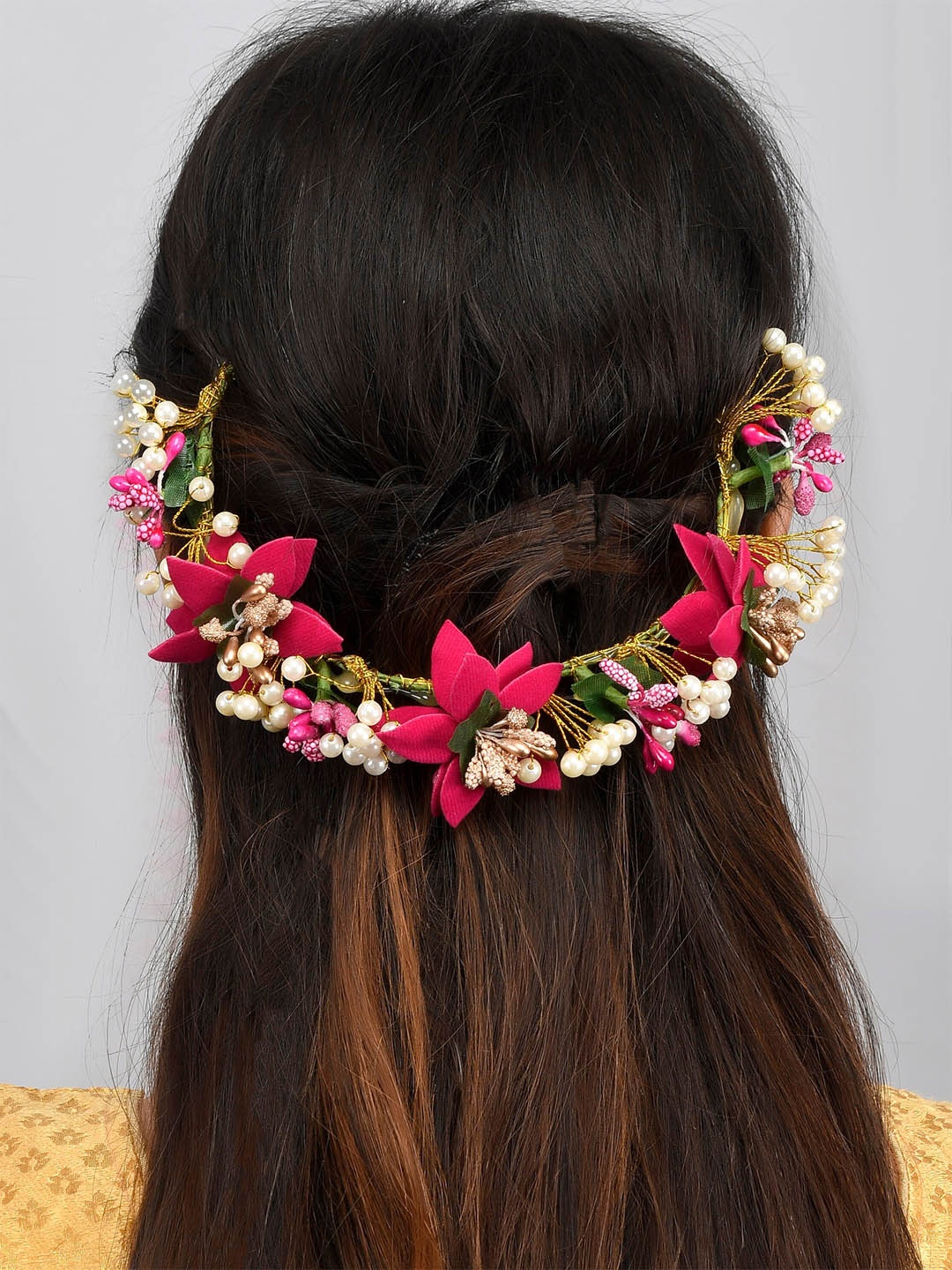 

Silvermerc Designs Women Pink & Green Embellished Tiara