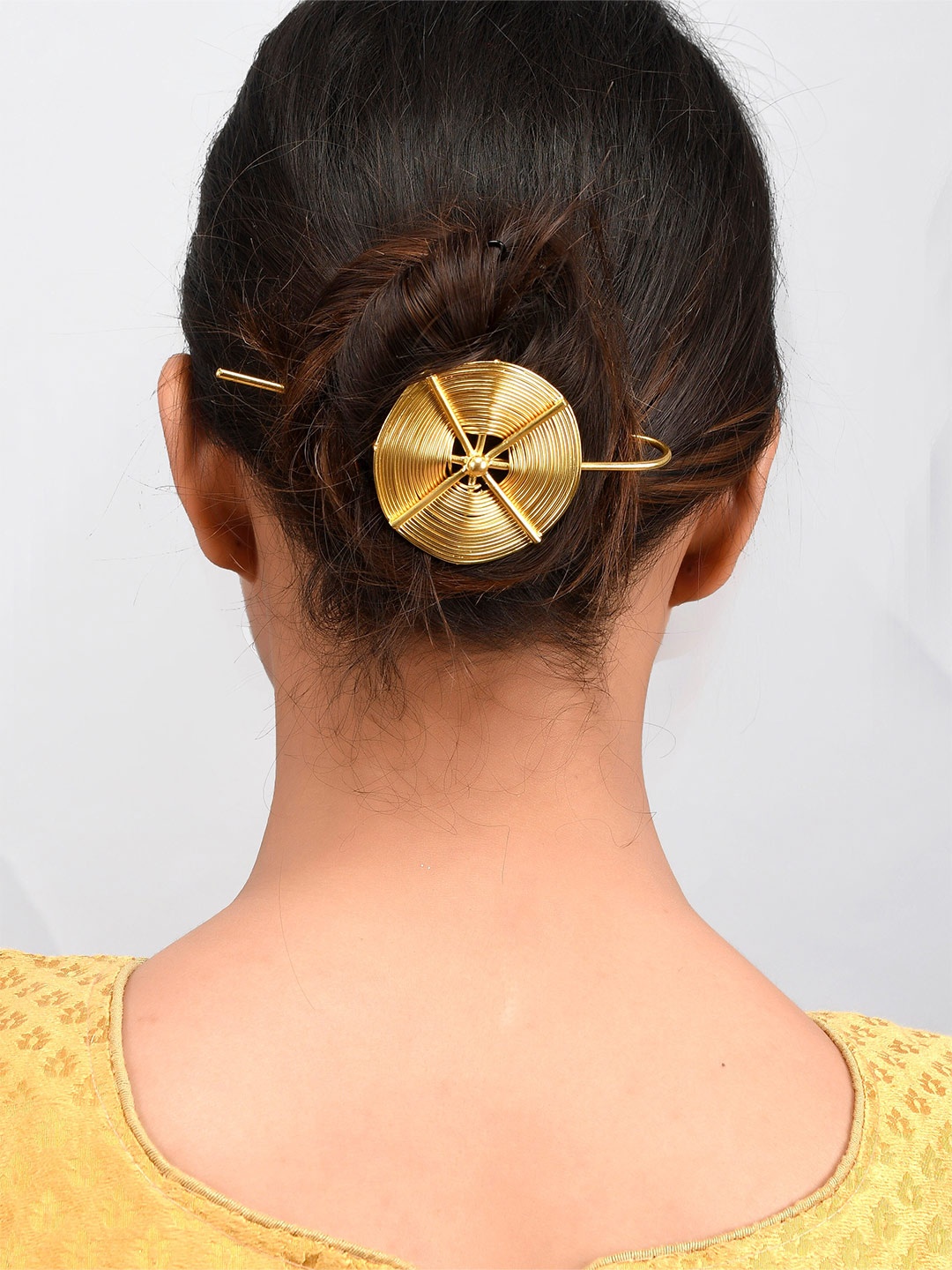 

Silvermerc Designs Women Gold-Toned Spiral Metal Hair Pin