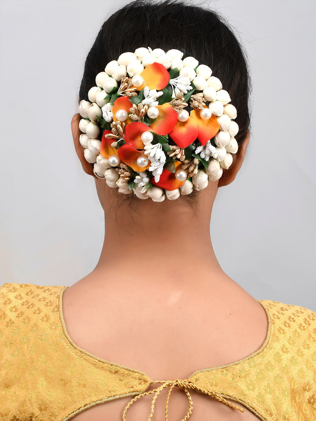 

Silvermerc Designs Women White & Orange Embellished Tiara