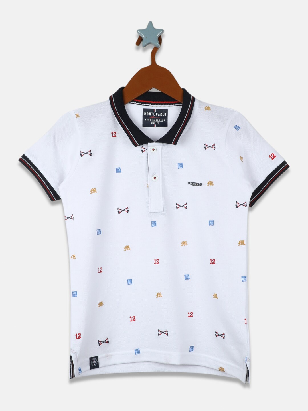 

Monte Carlo Boys White Printed Polo Collar T-shirt