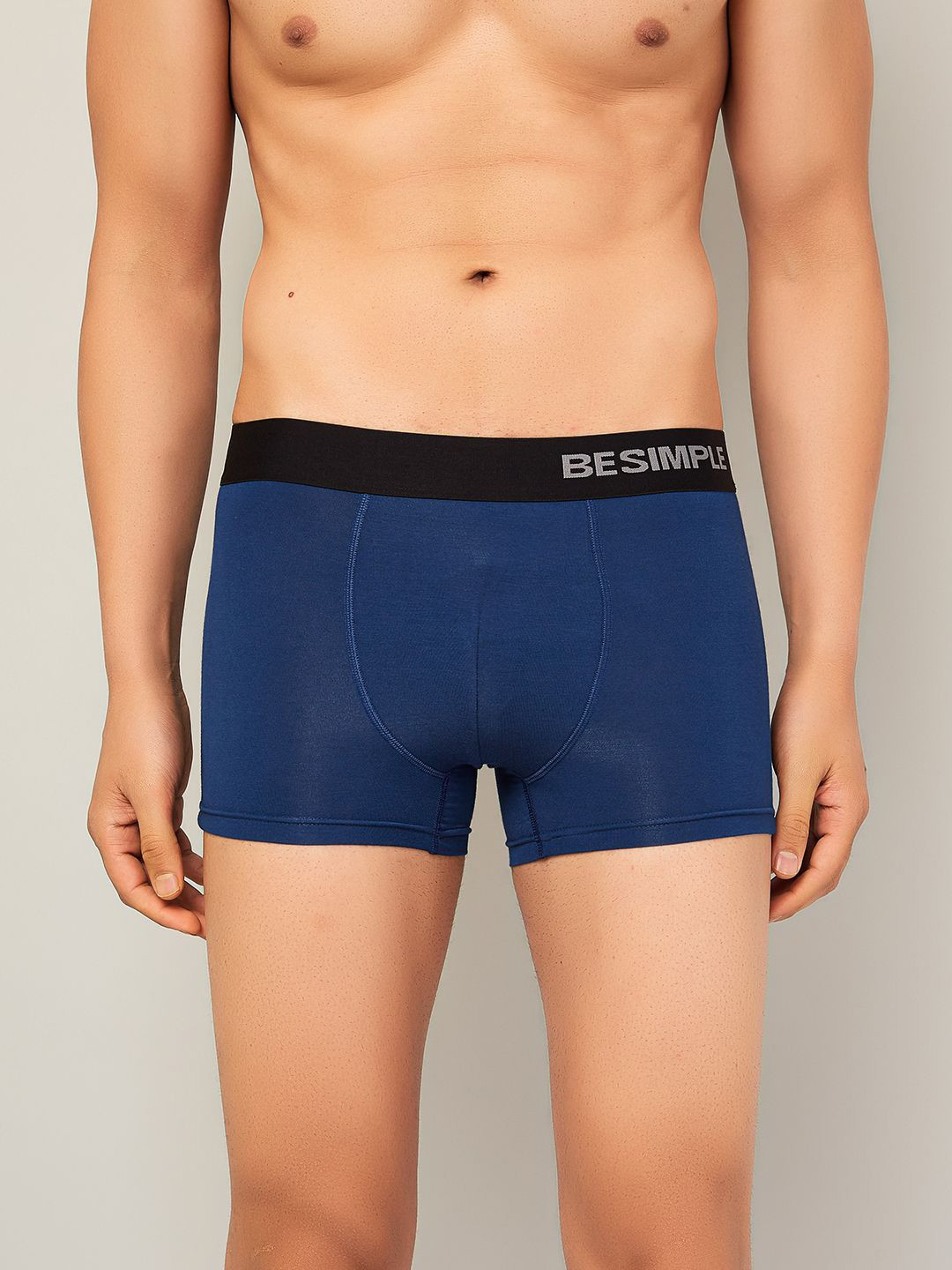 

BESIMPLE Men Navy Blue Solid Trunk BSClubNavy Peony-XL