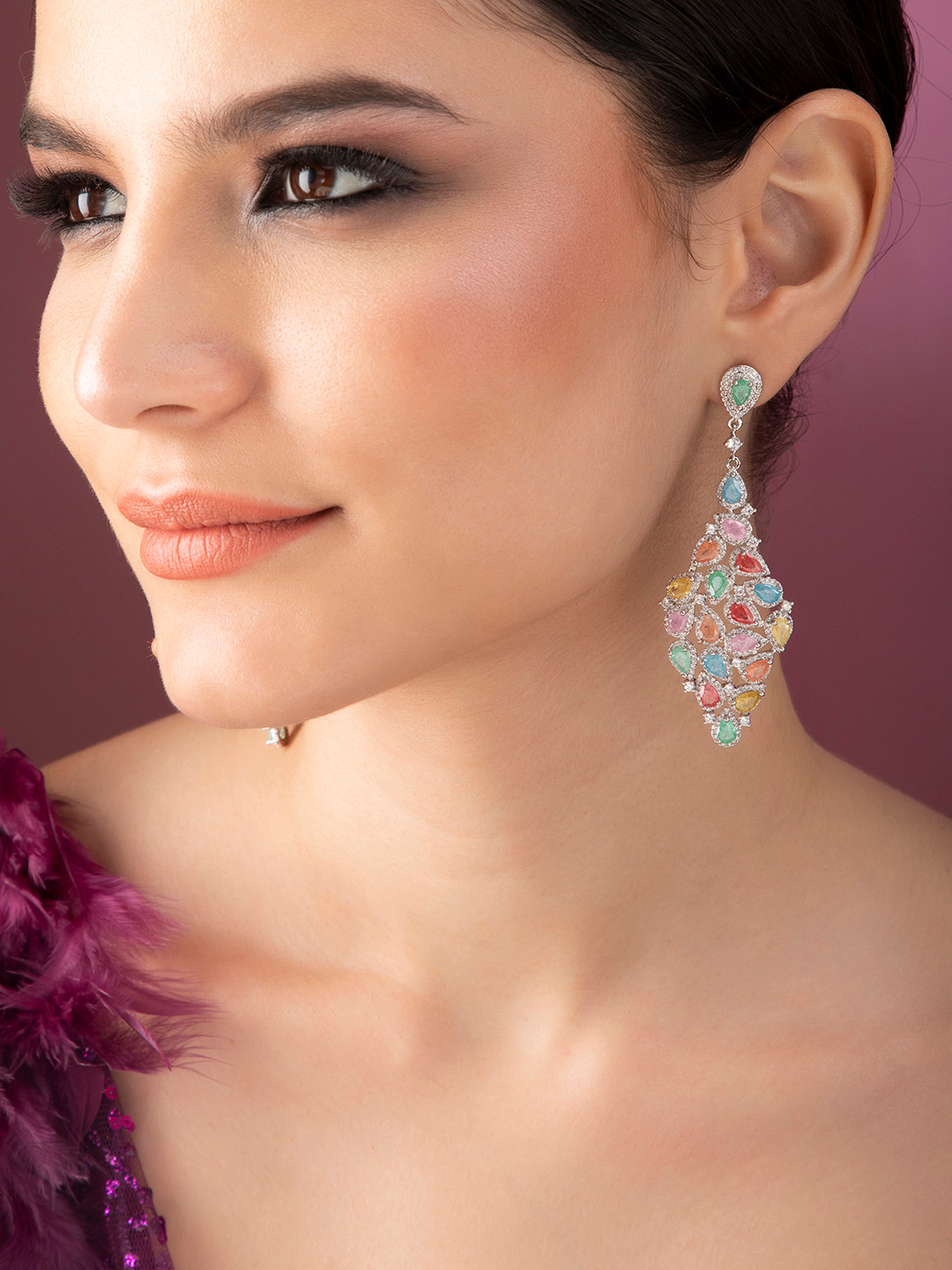 

Rubans Women Silver-Toned Classic Drop Earrings