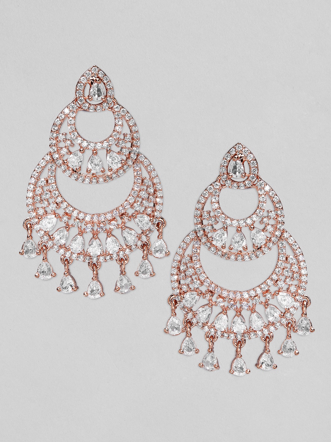 

Rubans Rose Gold Plated Crescent Shaped Chandbalis Earrings
