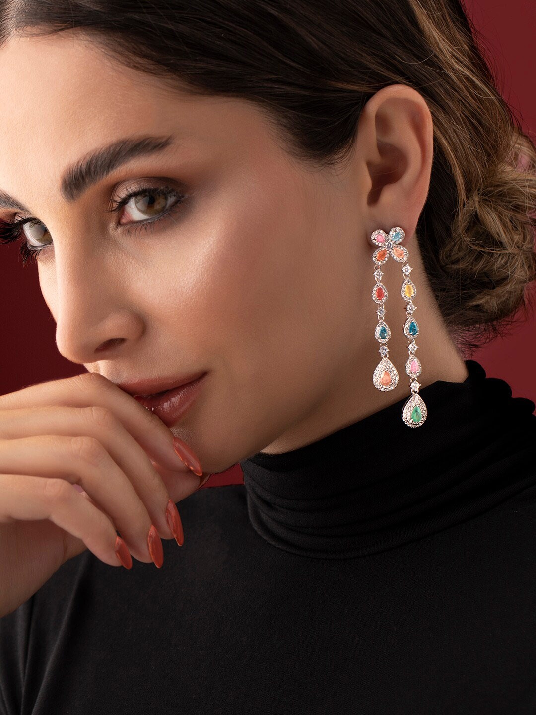 

Rubans Silver-Plated Classic Drop Earrings