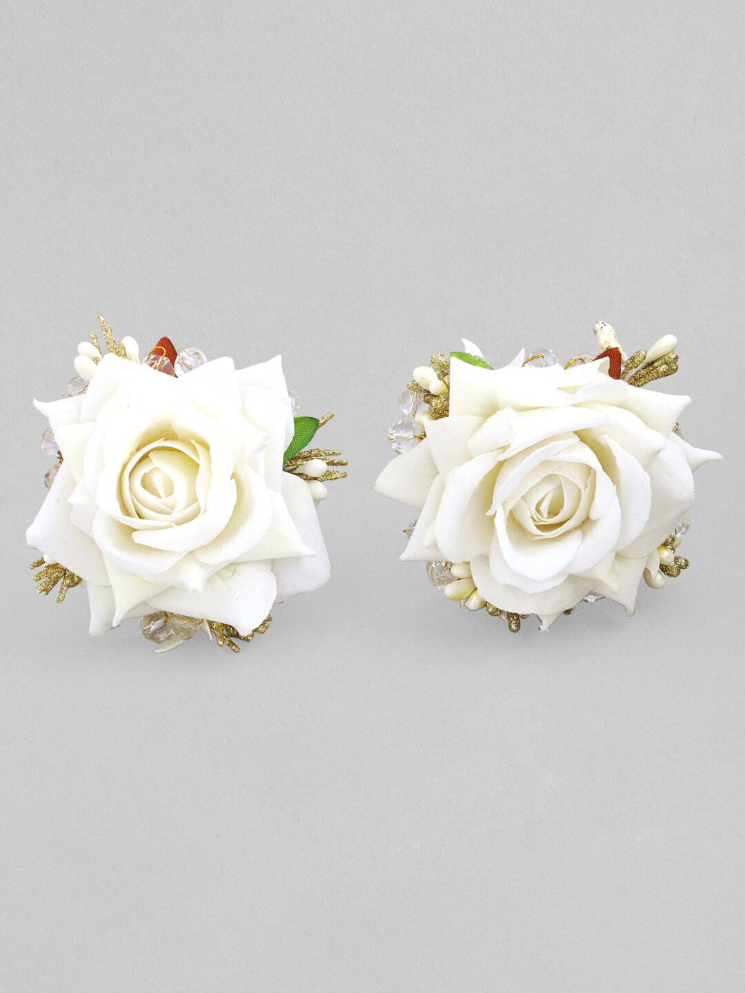 

Rubans Women White Set of 2 Rose Flower U-Pins