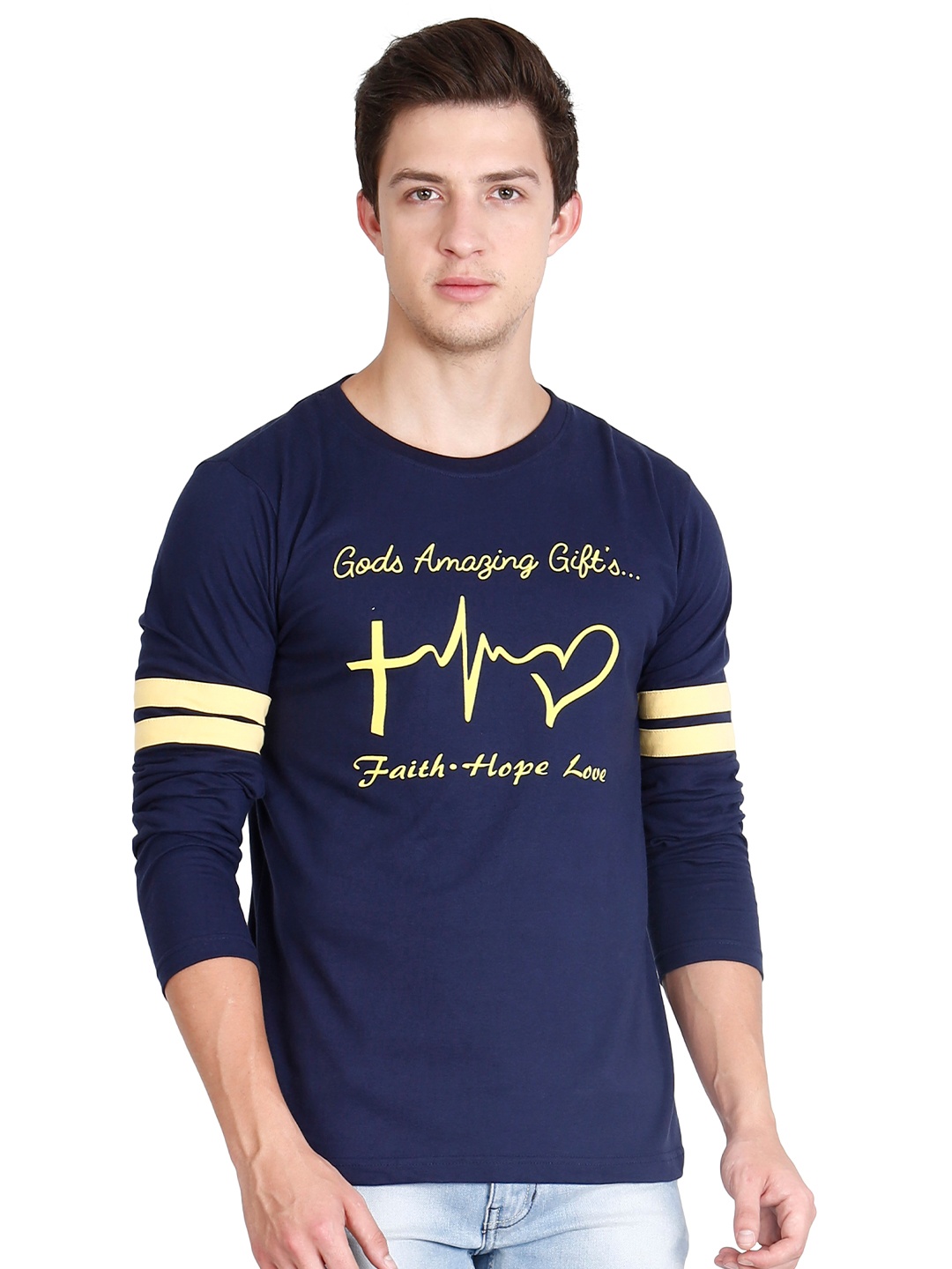 

Fleximaa Men Navy Blue Printed T-shirt