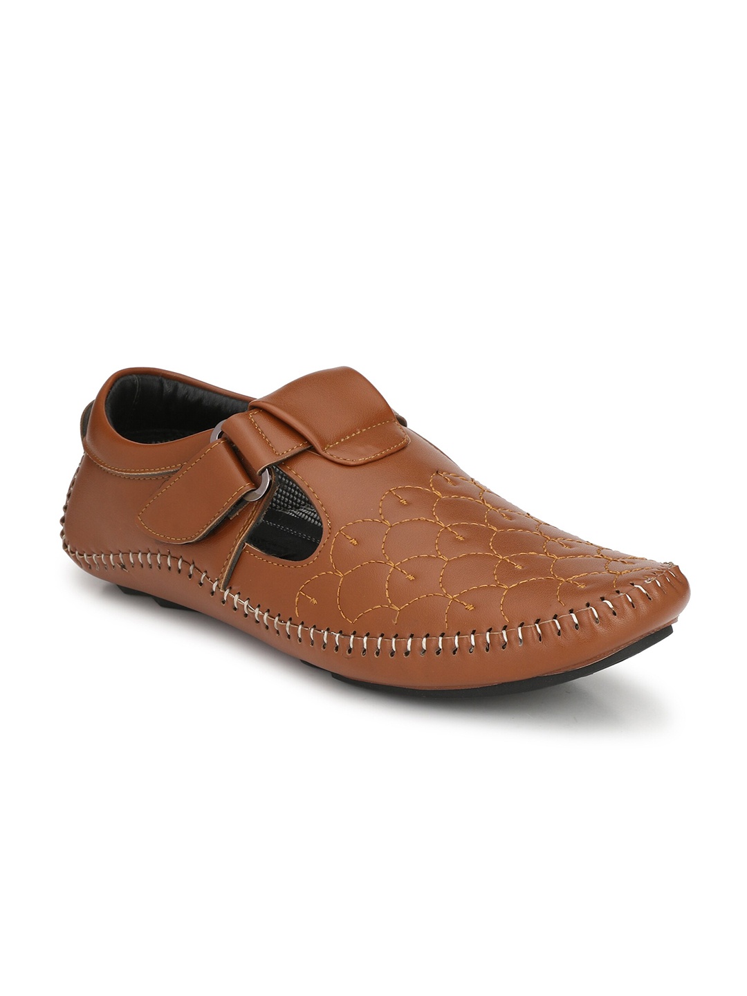 

Eego Italy Men Tan & Black Shoe-Style Sandals