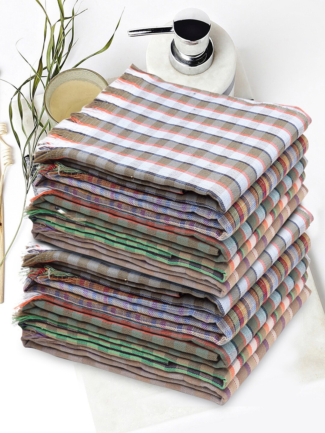 

KLOTTHE Unisex Assorted Striped Set of 10 Bath Towels