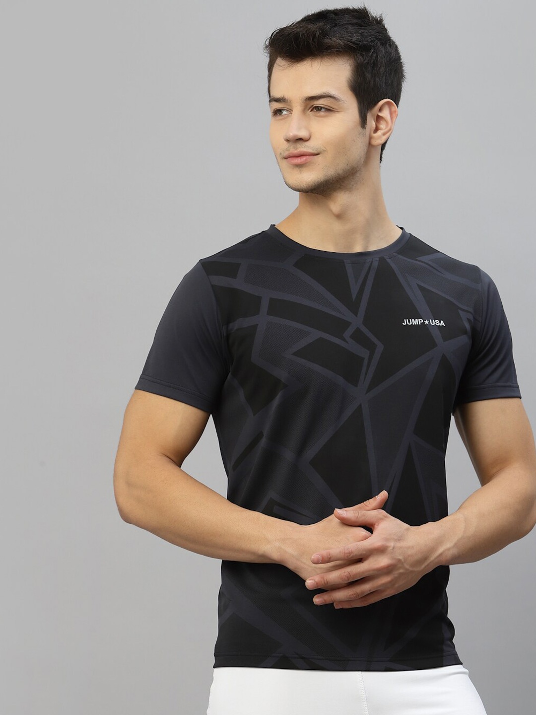 

JUMP USA Men Navy Blue Printed Sports T-shirt