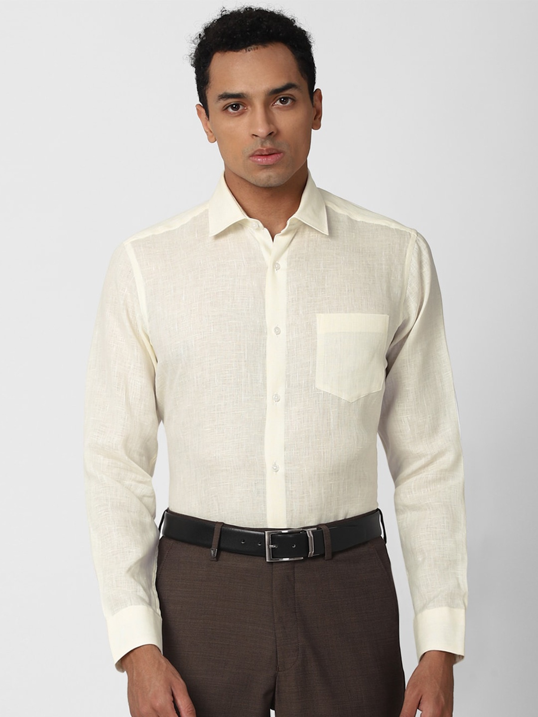

Van Heusen Men Cream-Coloured Formal Shirt