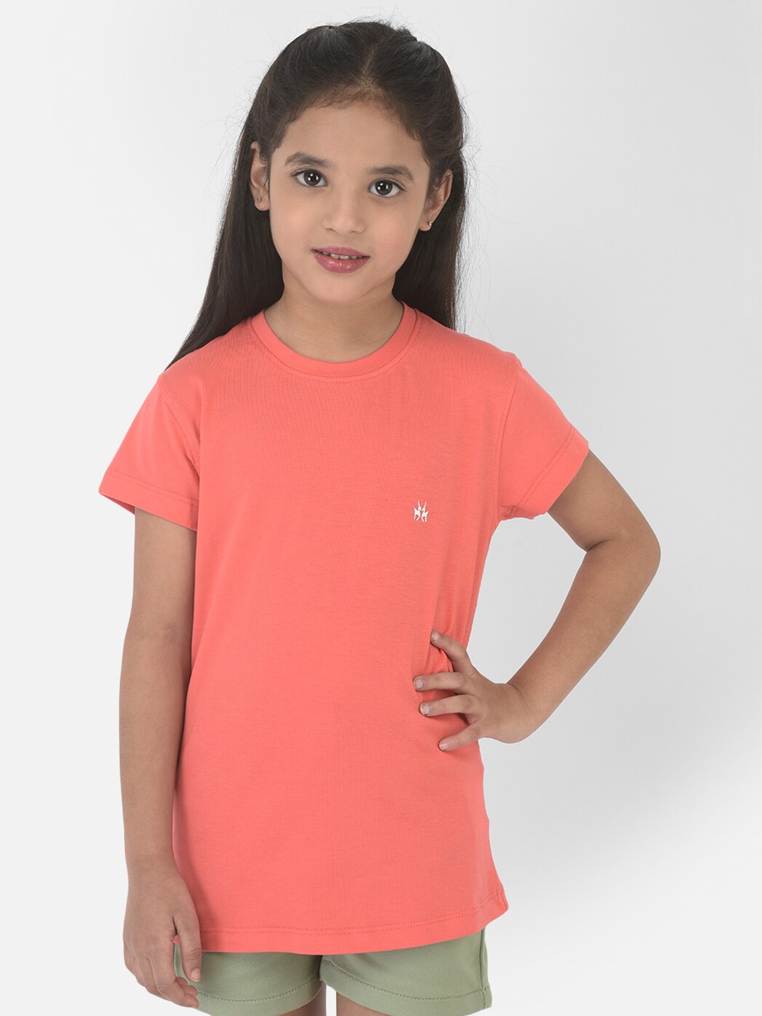 Crimsoune Club Girls Pink Slim Fit T-shirt