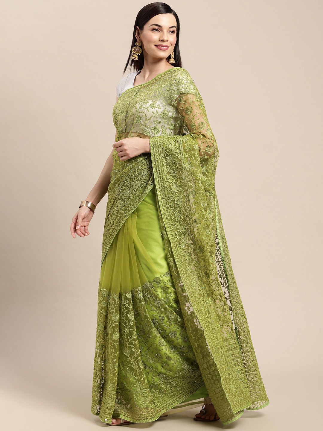 

Pothys Green Ethnic Motifs Net Saree