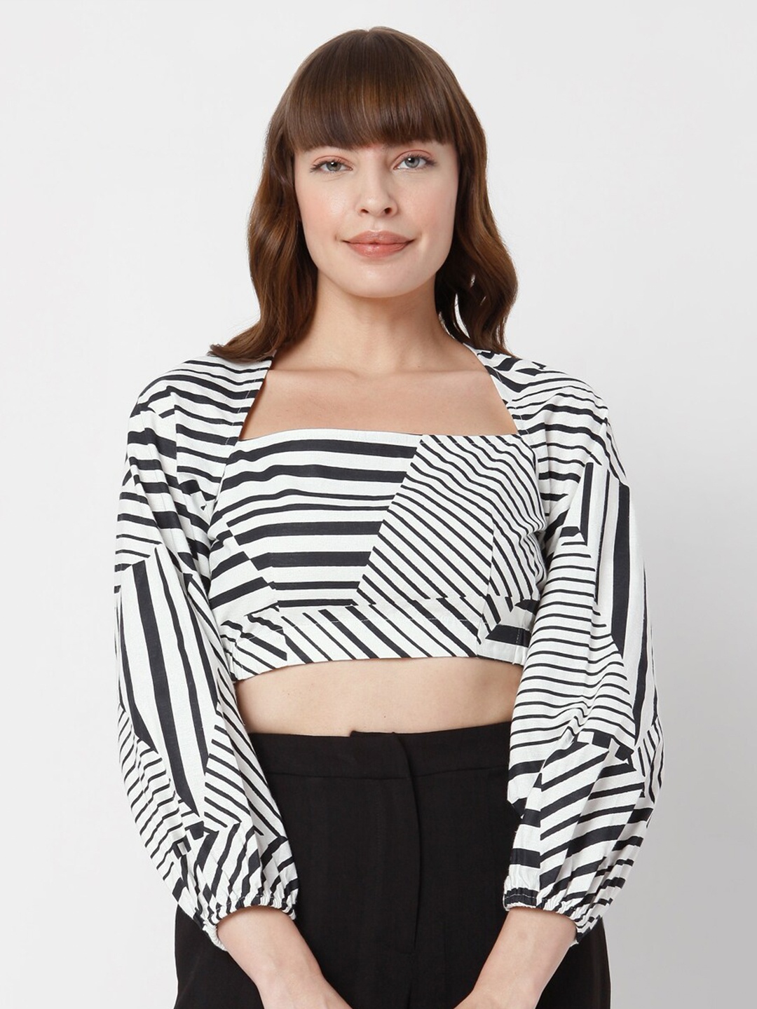 

Vero Moda Women Snow White Striped Crop Top