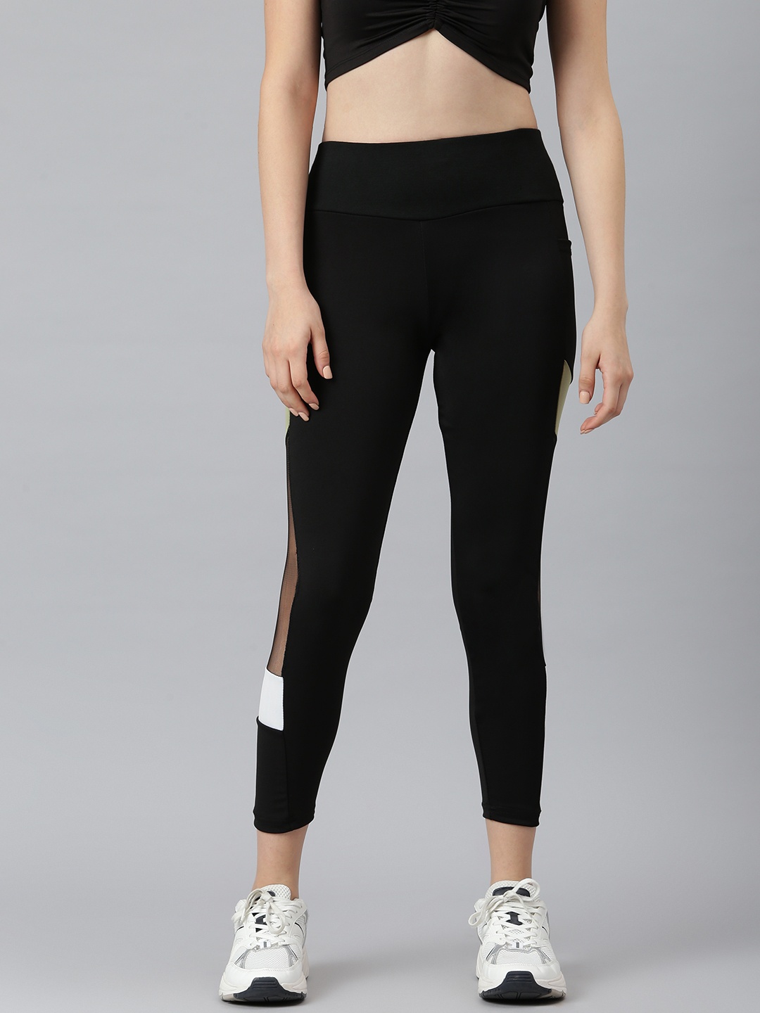 

Aarika Women Black Solid Mesh Detail Track Pants
