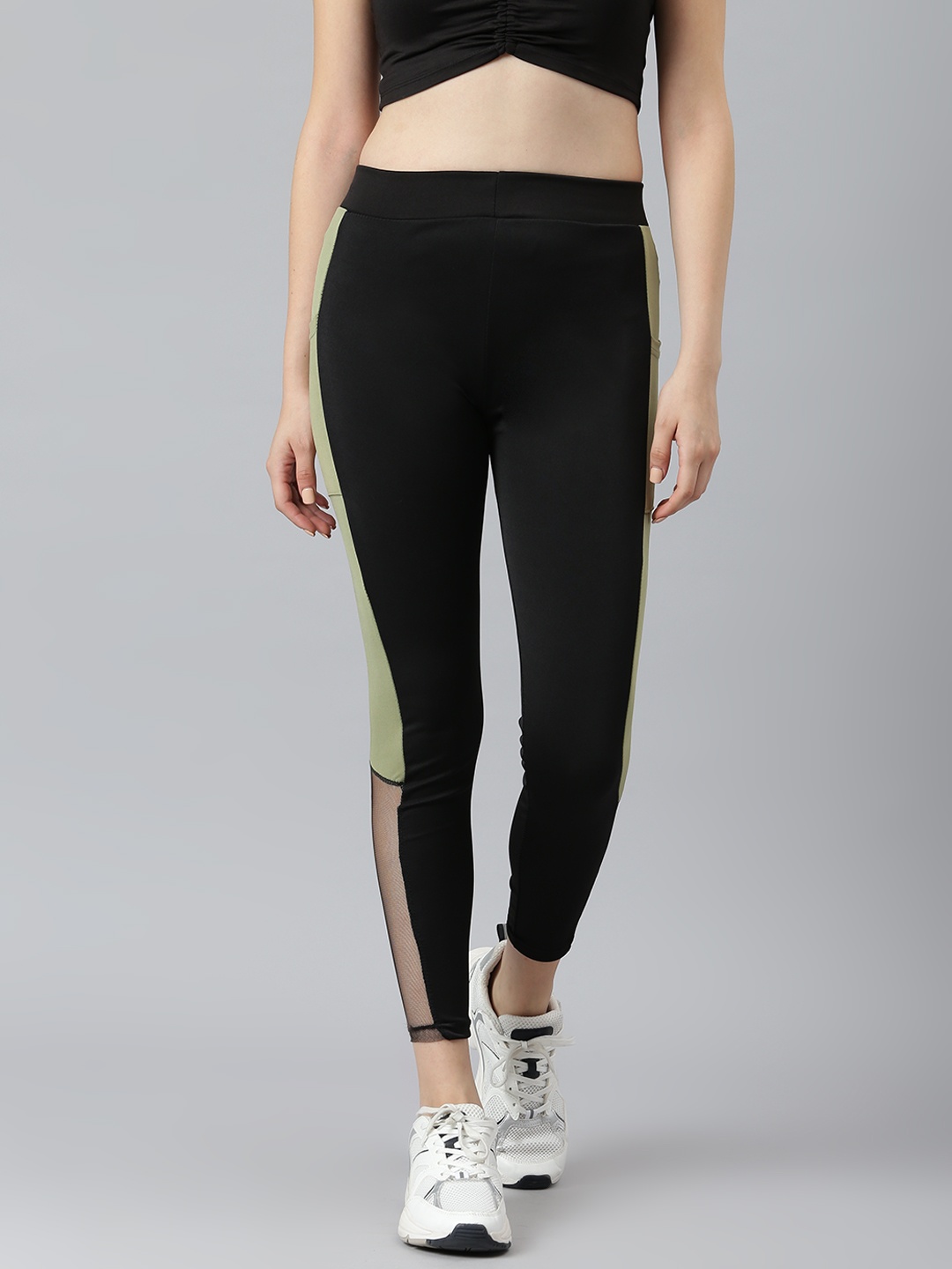 

Aarika Women Black Solid Mesh Detail Track Pants