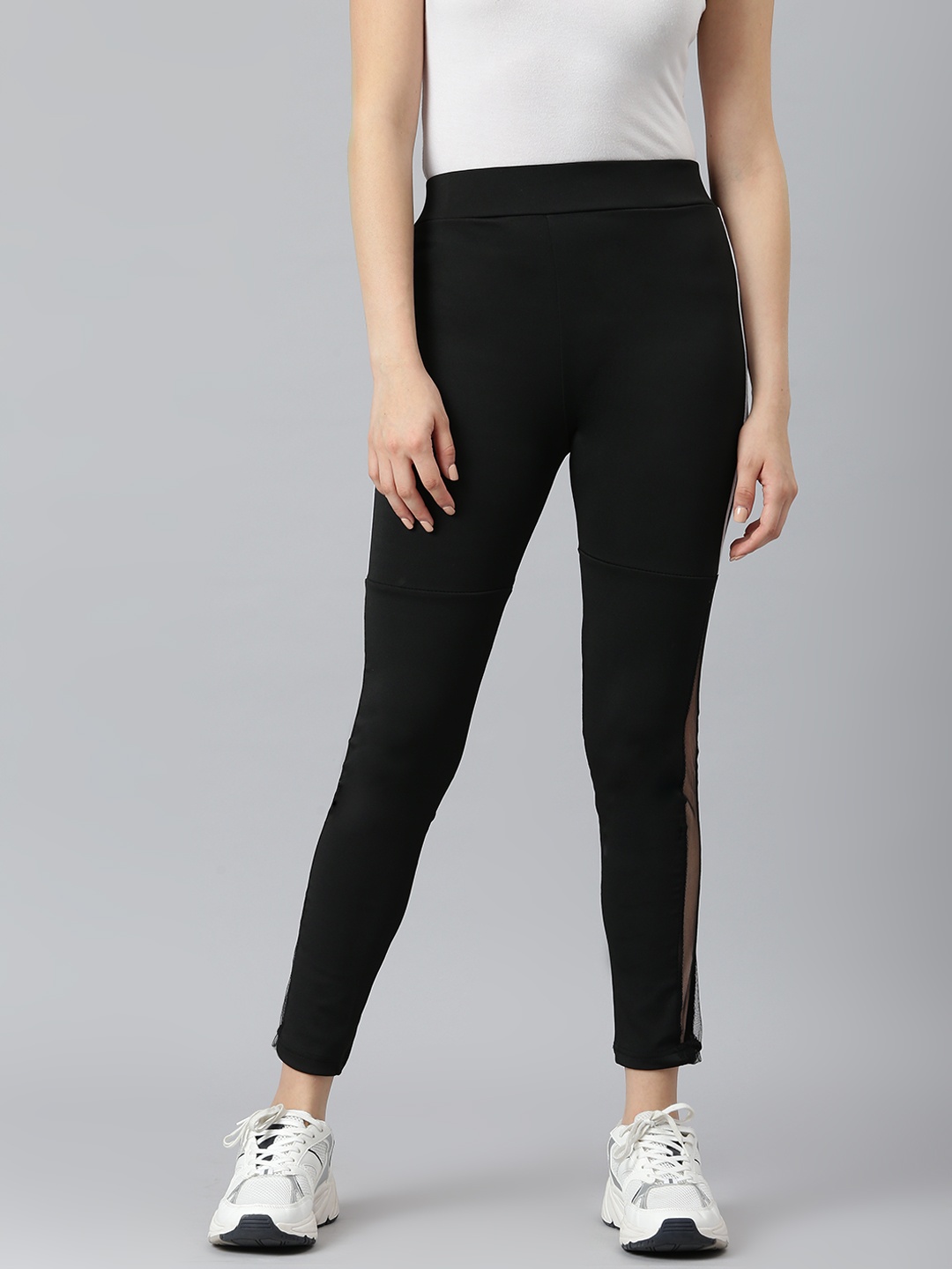 

Aarika Women Black & White Striped Rapid-Dry Track Pants