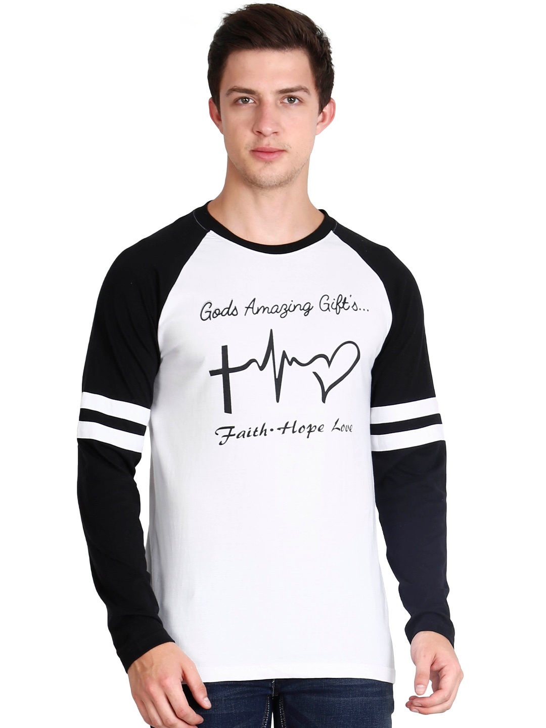 

Fleximaa Men White Colourblocked Applique T-shirt