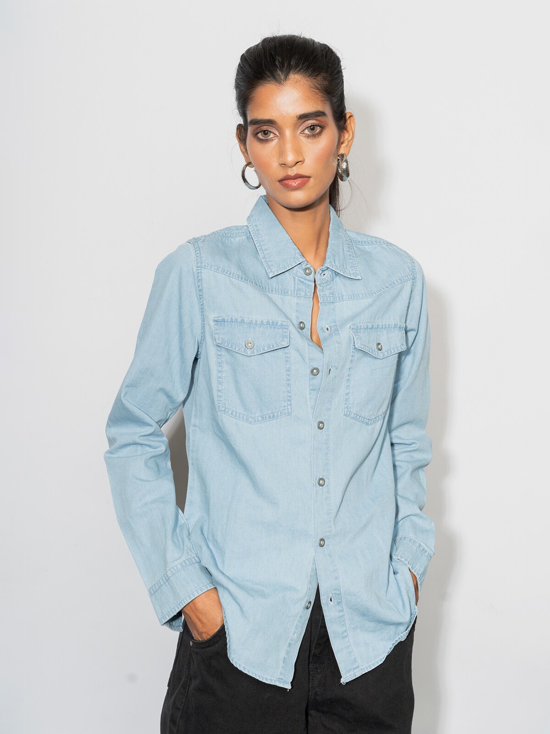 

FREAKINS Women Blue Casual Shirt