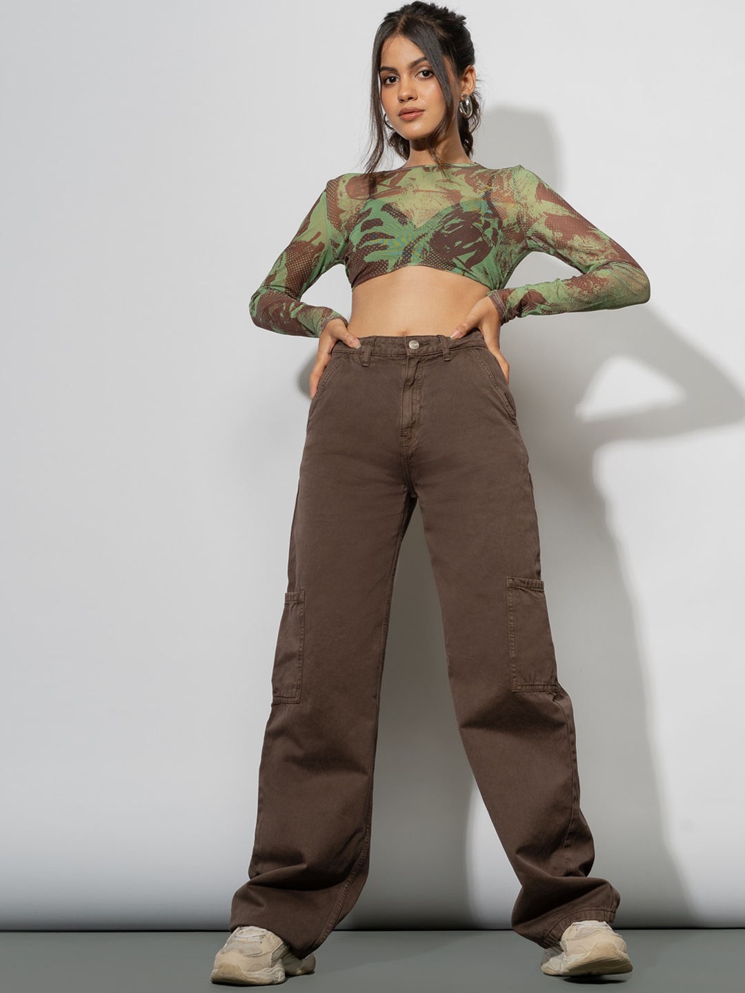 

FREAKINS Women Brown Straight Fit High-Rise Jeans