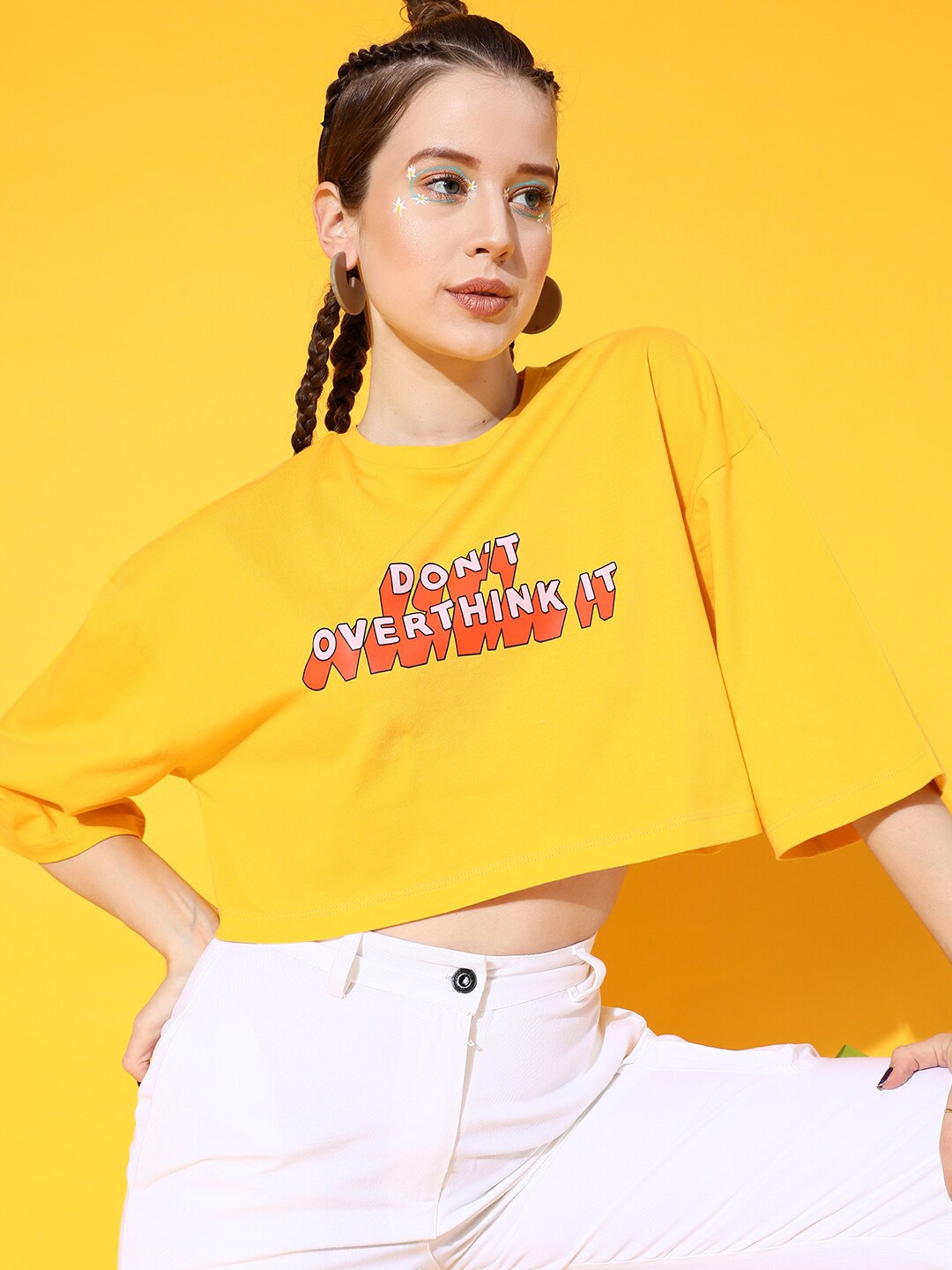 

STREET 9 Women Yellow Comic Tshirt