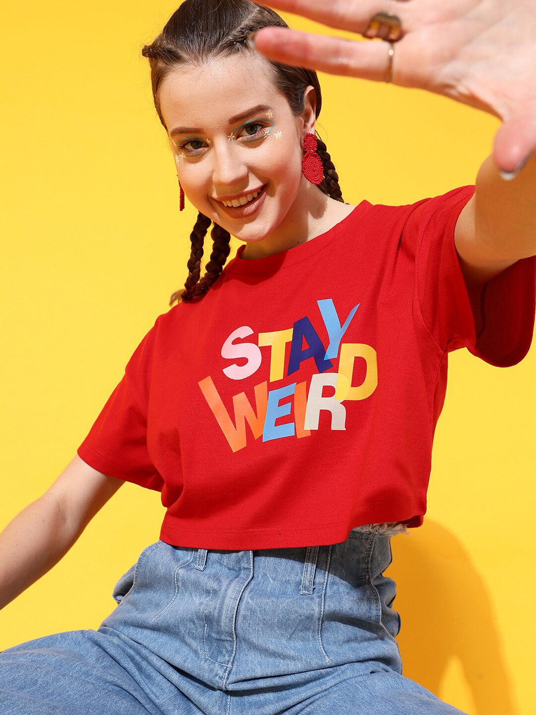 STREET 9 Women Red Comic T-shirt