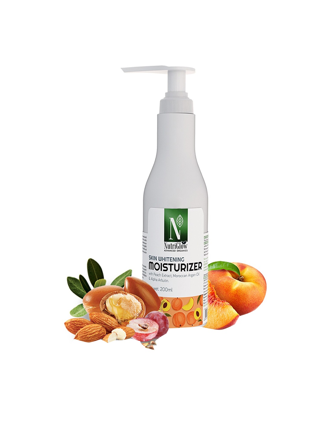 

Nutriglow Advanced Organics Sustainable Skin Whitening SPF 15 Moisturizer with Peach Extract - 200 ml, White