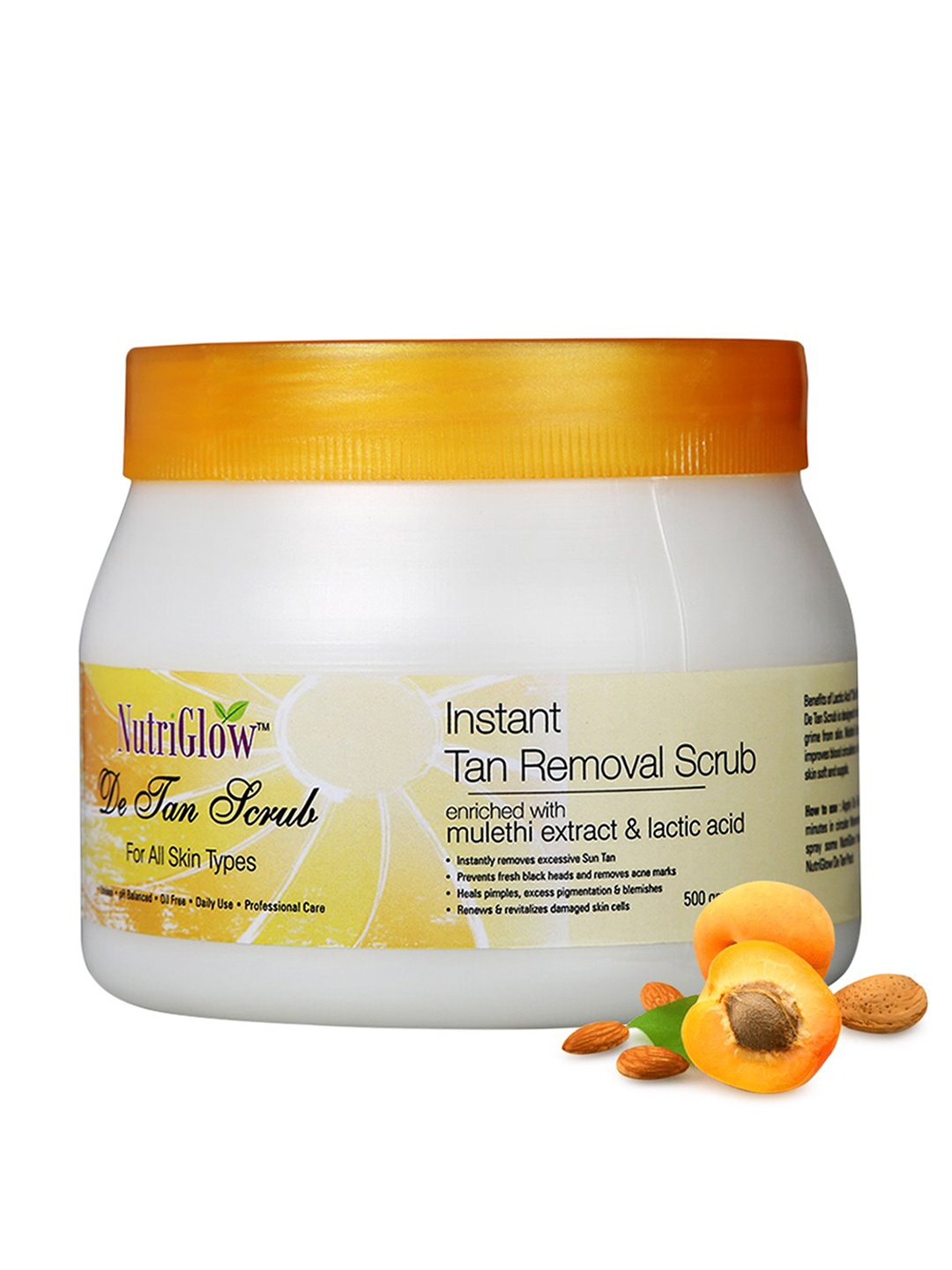 

NutriGlow Sustainable Instant Tan Removal De Tan Scrub with Mulethi Extract & Lactic Acid - 500 g, Orange