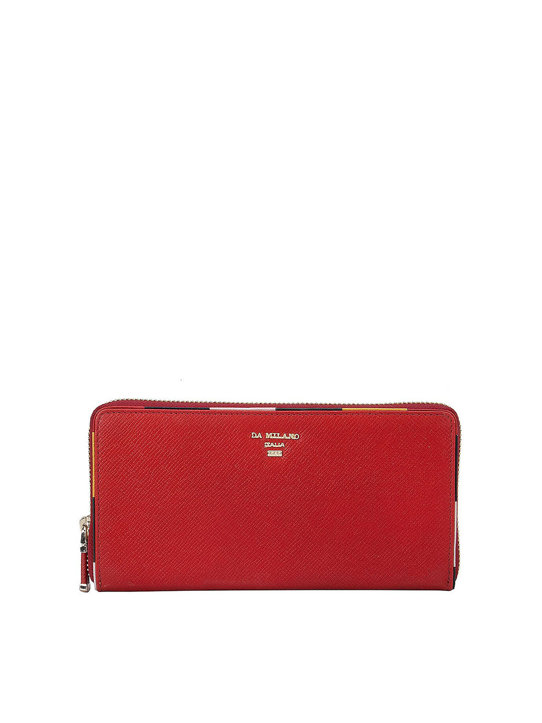 

Da Milano Women Red & Beige Textured Leather Zip Around Wallet