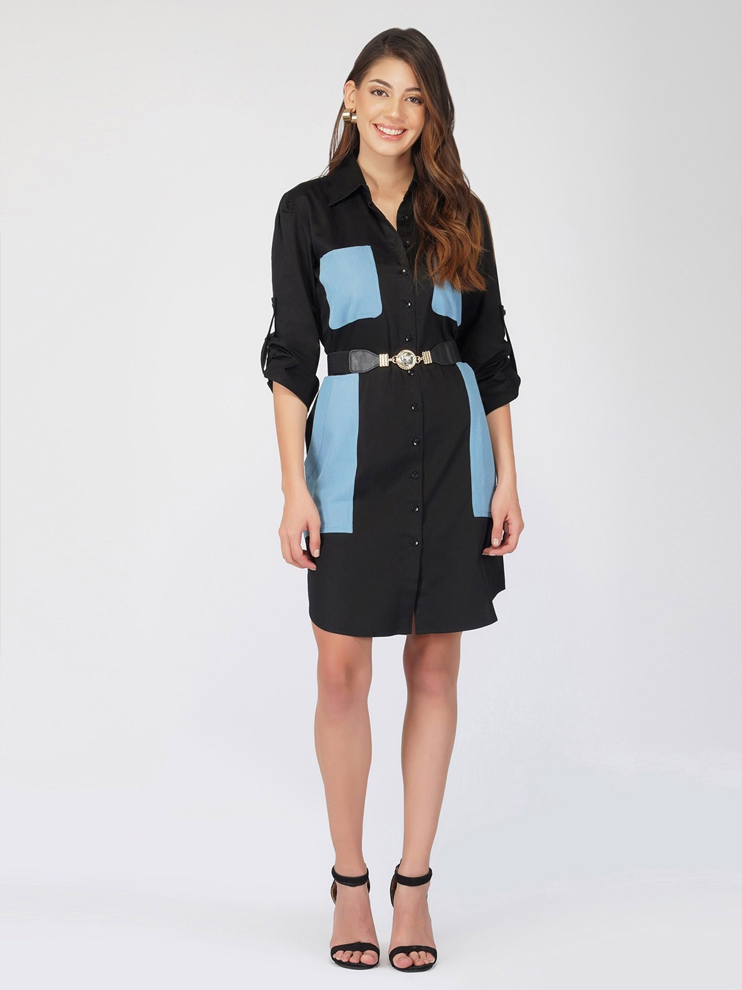 

CRUSSET Women Black Textured Casual Belt