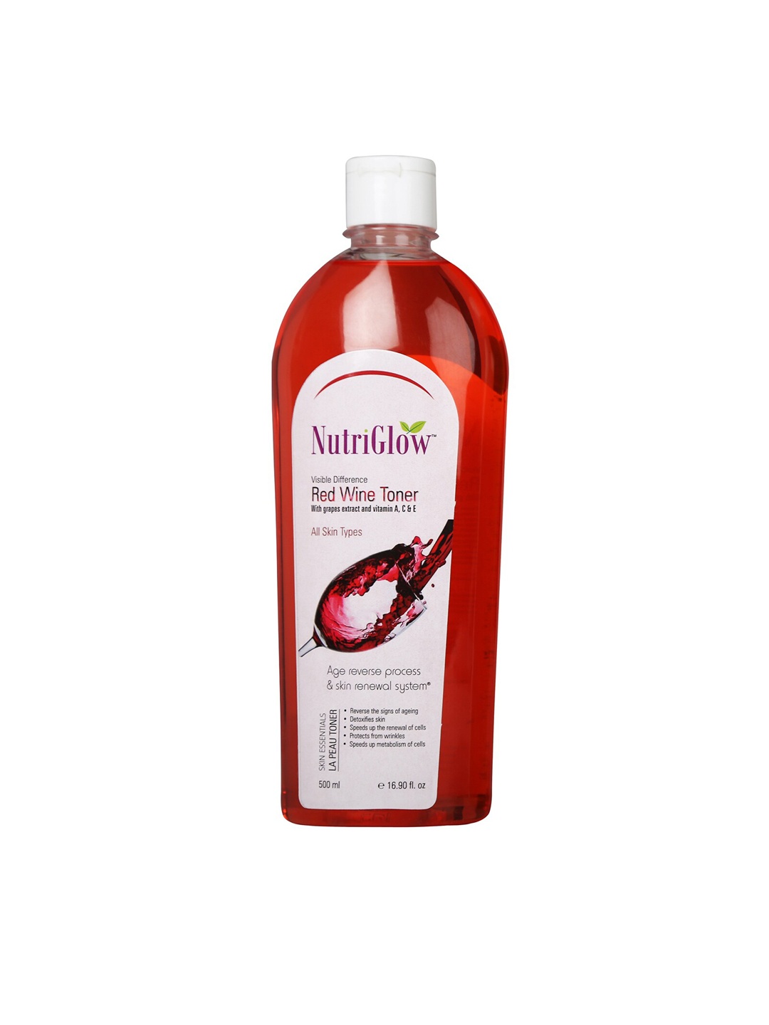 

NutriGlow Sustainable Red Wine Toner With Grapes Extract For Glowing Skin 500 ml, Multi