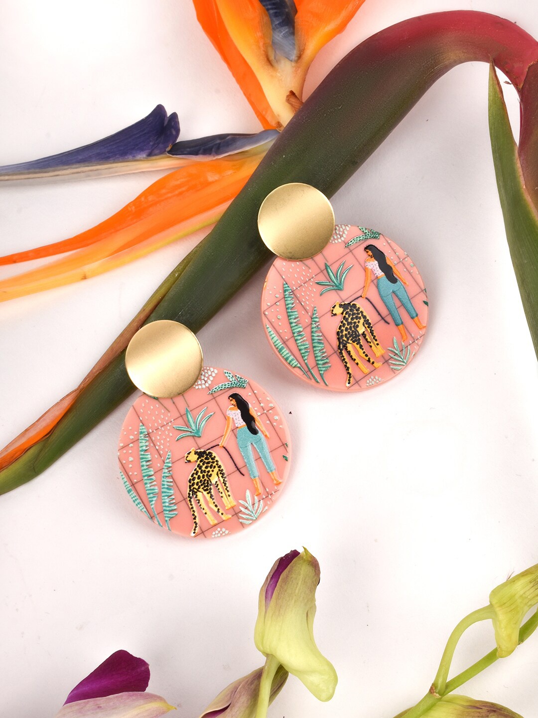 

JOKER & WITCH Multicoloured Contemporary Jungle Theme Drop Earrings, Multi