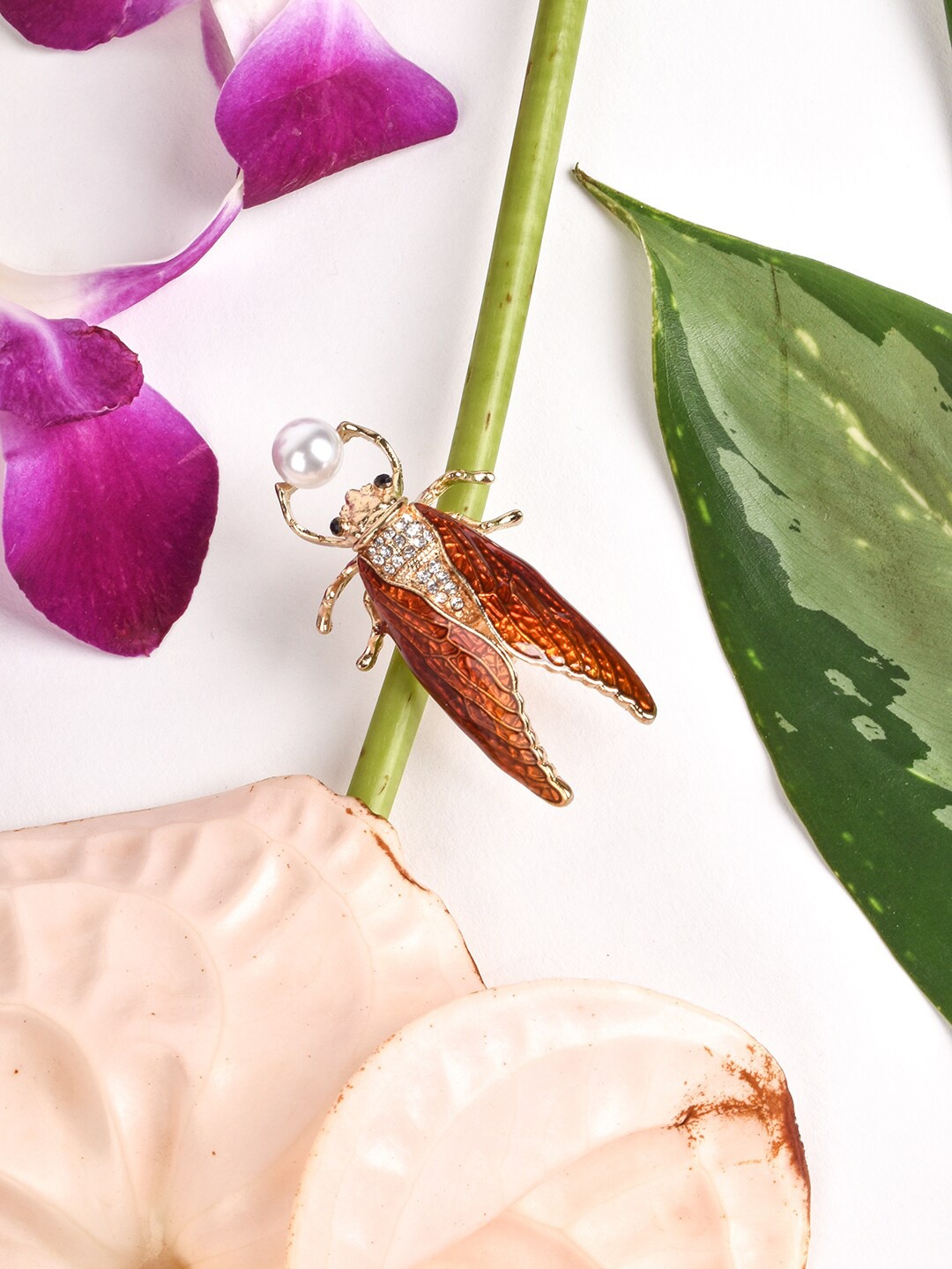

JOKER & WITCH Stone Studded & Red Wing Cricket Brooch