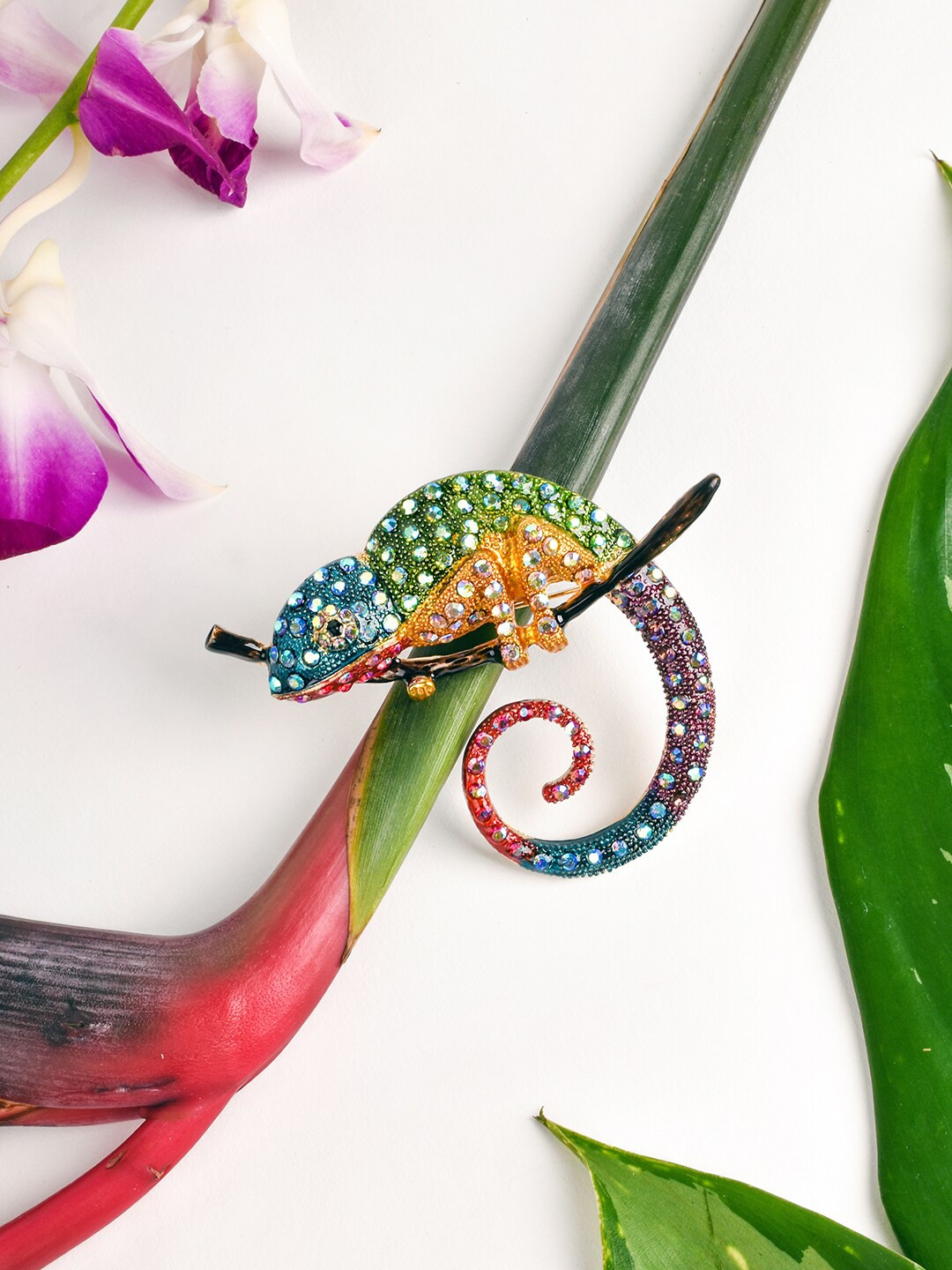 

JOKER & WITCH Women Multicolored Chameleon Brooch, Multi
