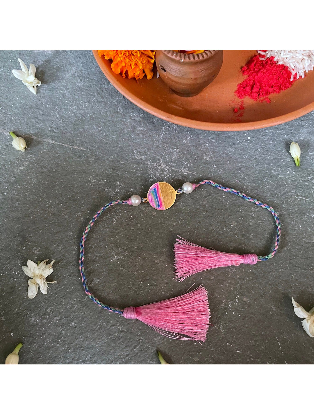 

Mitali Jain Gold Half Moon Handcrafted Rakhi