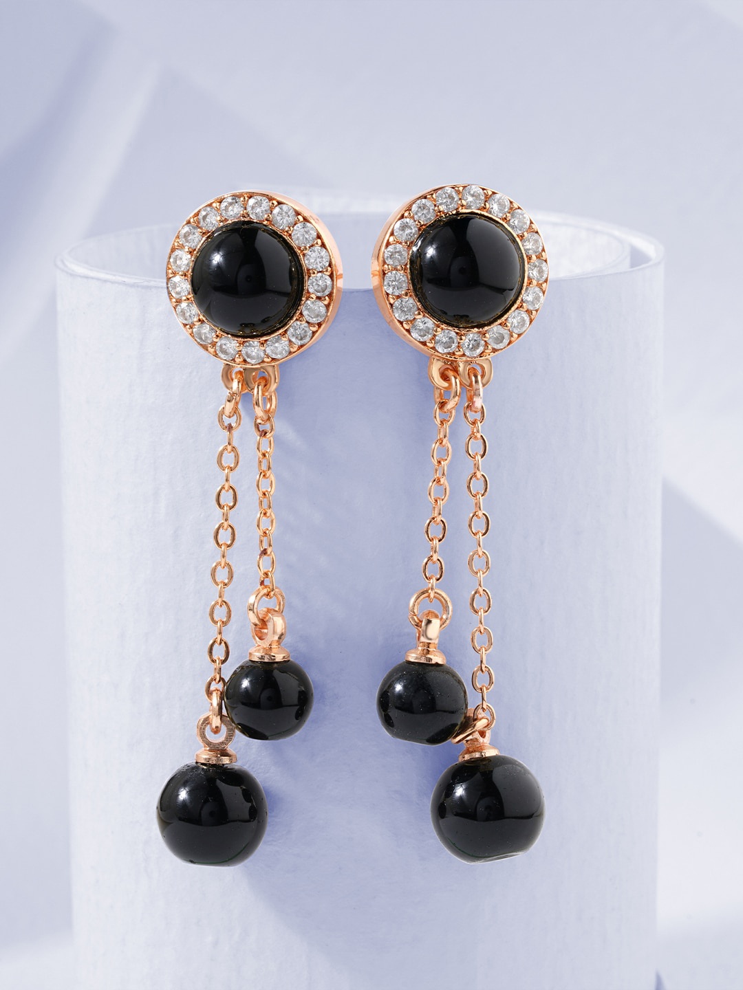 

MINUTIAE Black Circular Drop Earrings