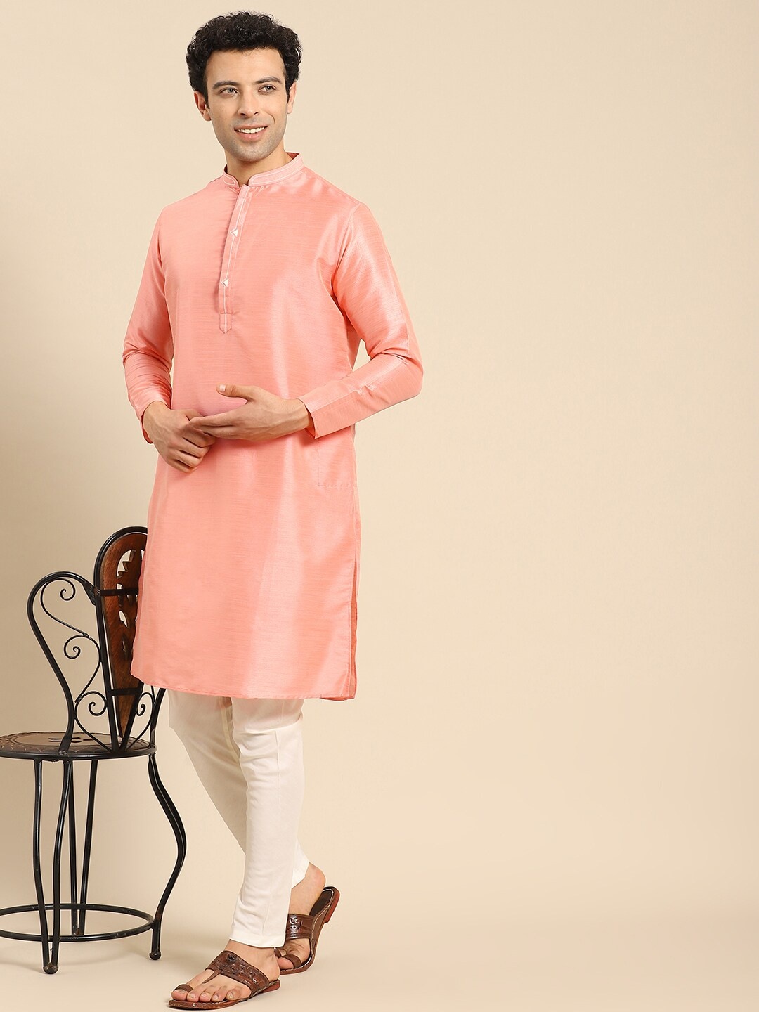 

Amodh by Kisah Men Pink Kurta with Churidar
