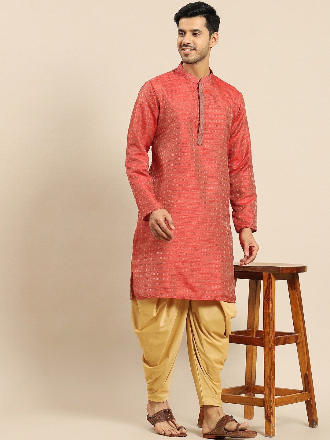 

Amodh by Kisah Men Kurta with Dhoti Pants, Red