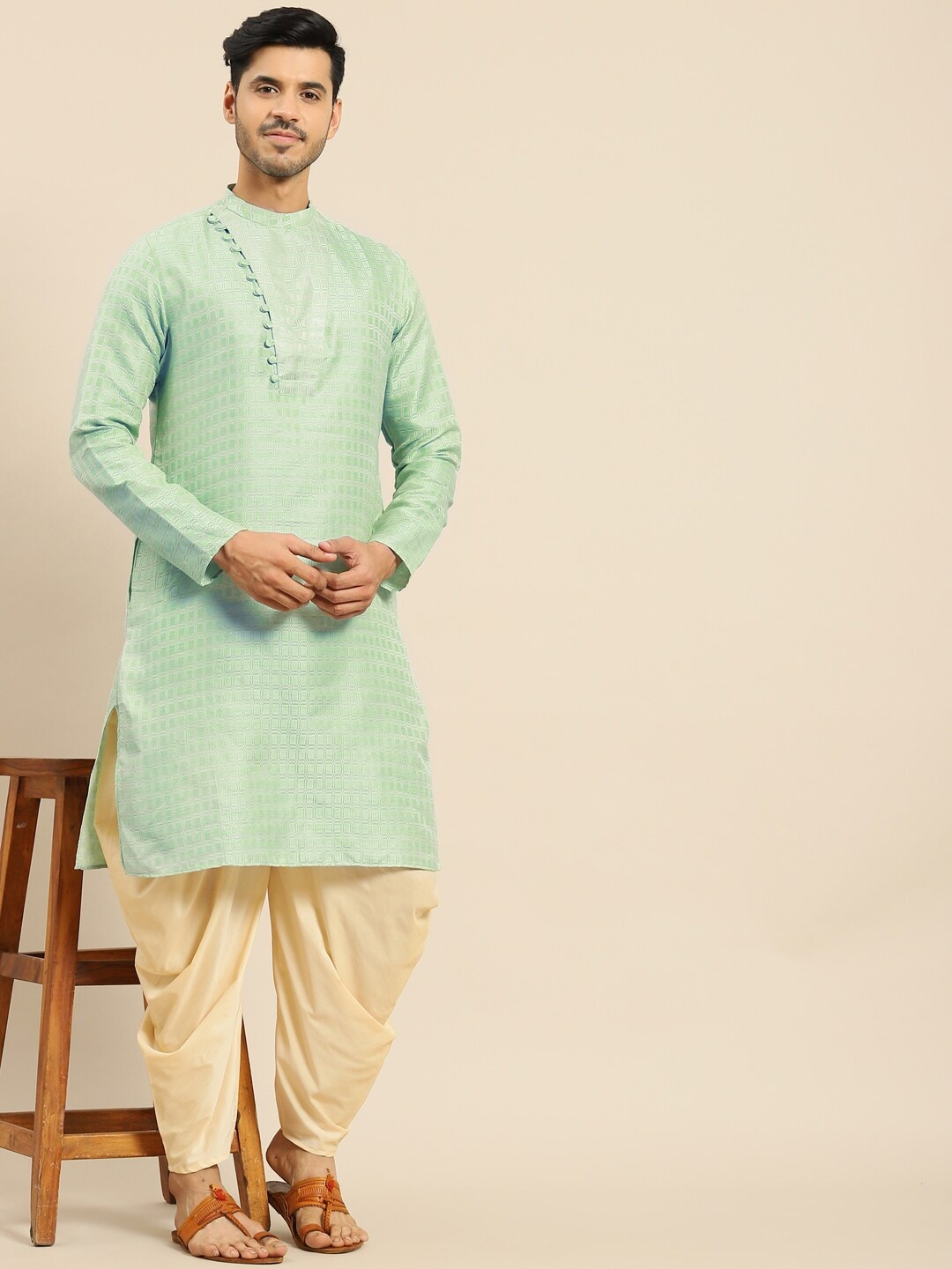

Amodh by Kisah Men Blue Kurta with Dhoti Pants