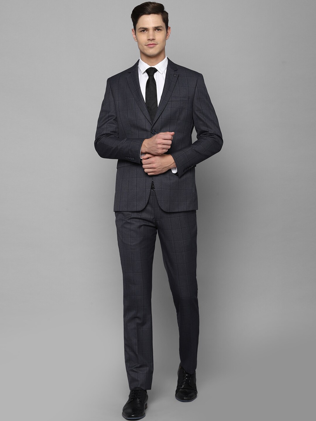 

Allen Solly Men Grey Checked Two Piece Suits