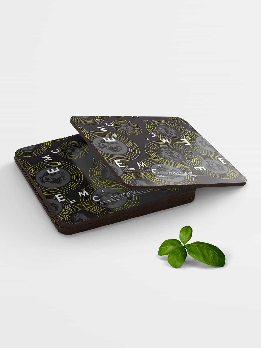 

macmerise Set of 6 Printed Square Coasters, Charcoal