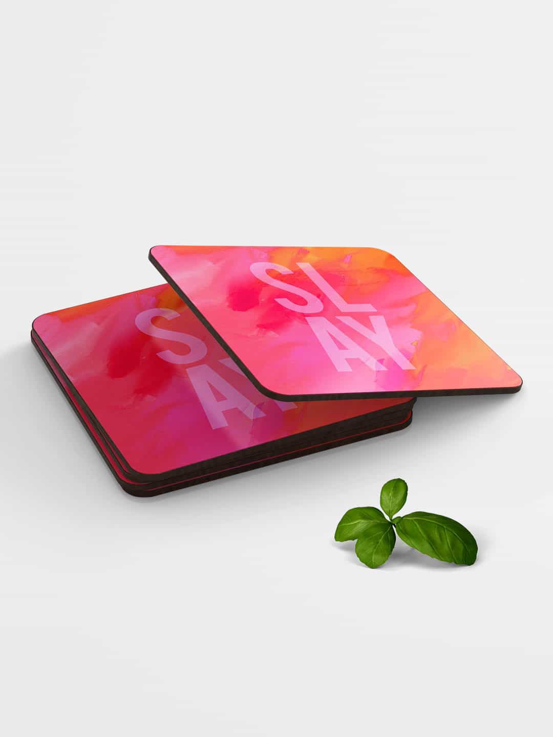 

macmerise Set of 6 Pink Slay Printed Wooden Coasters