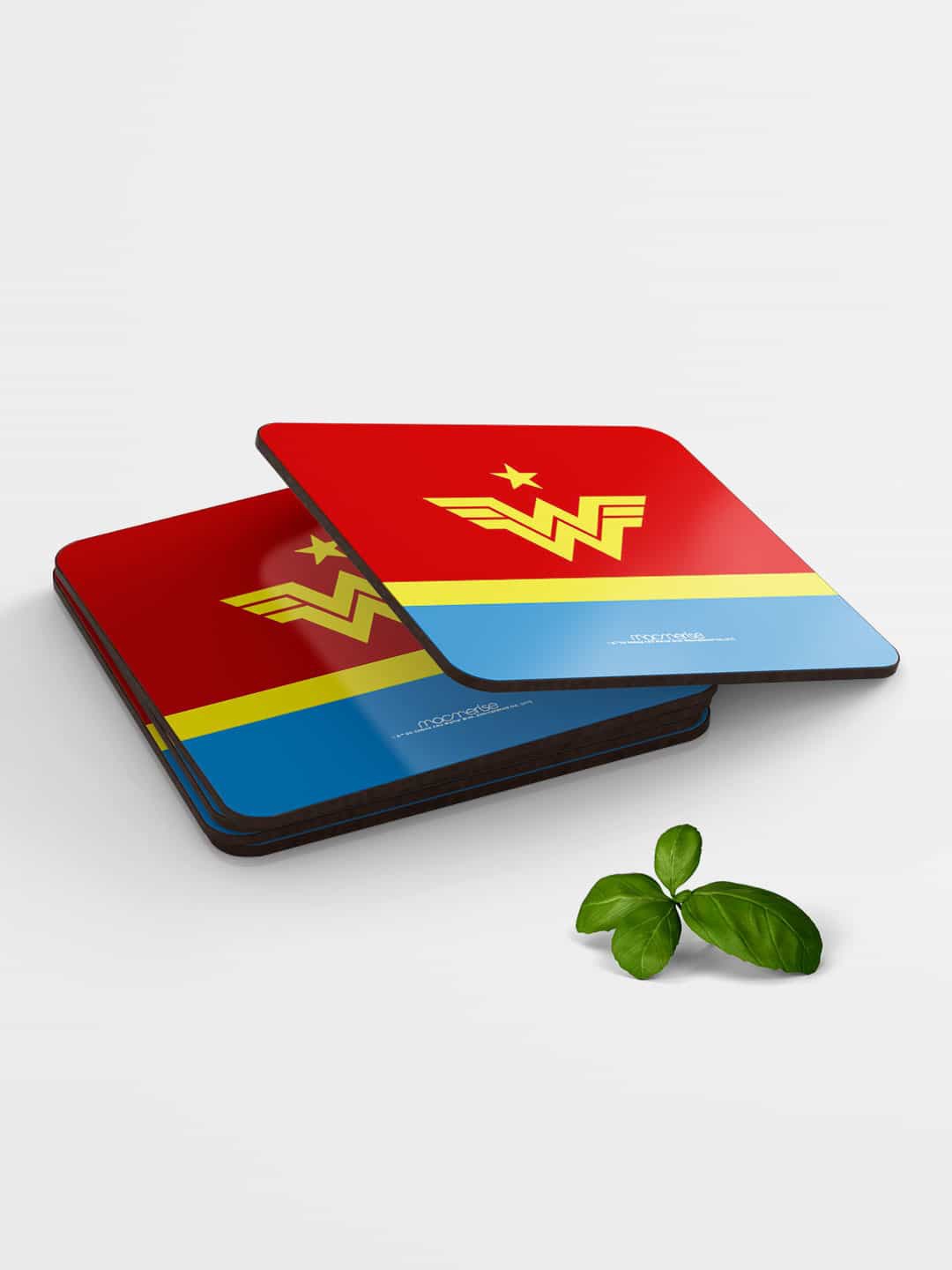 

macmerise Set of 6 Red & Blue Wonder Woman Logo Coasters