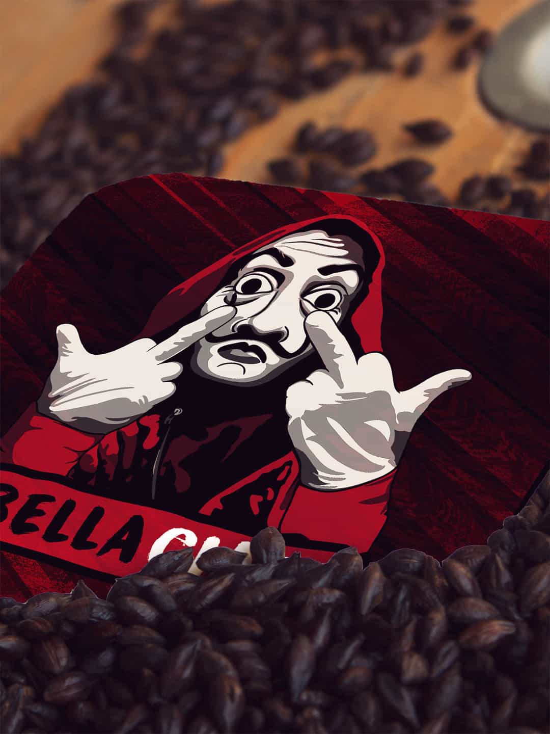 

macmerise Set of 6 Red & White Printed MDF Bella Ciao Coasters