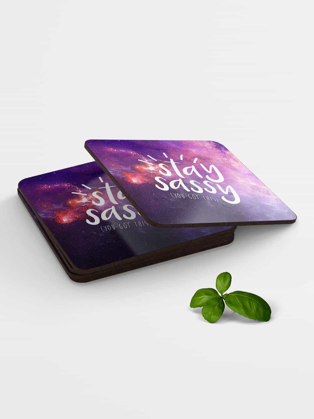 

macmerise Set of 6 Purple Stay Sassy Printed Square Coasters