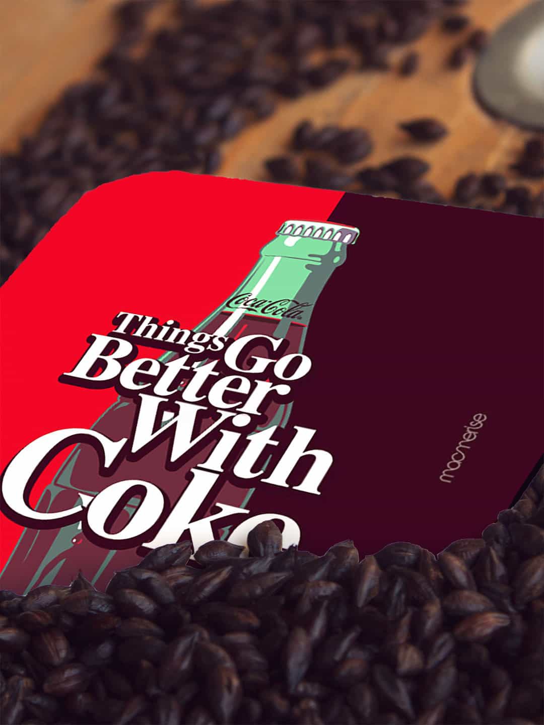 

macmerise Set of 6 Red White Printed MDF Go With Coke Coasters