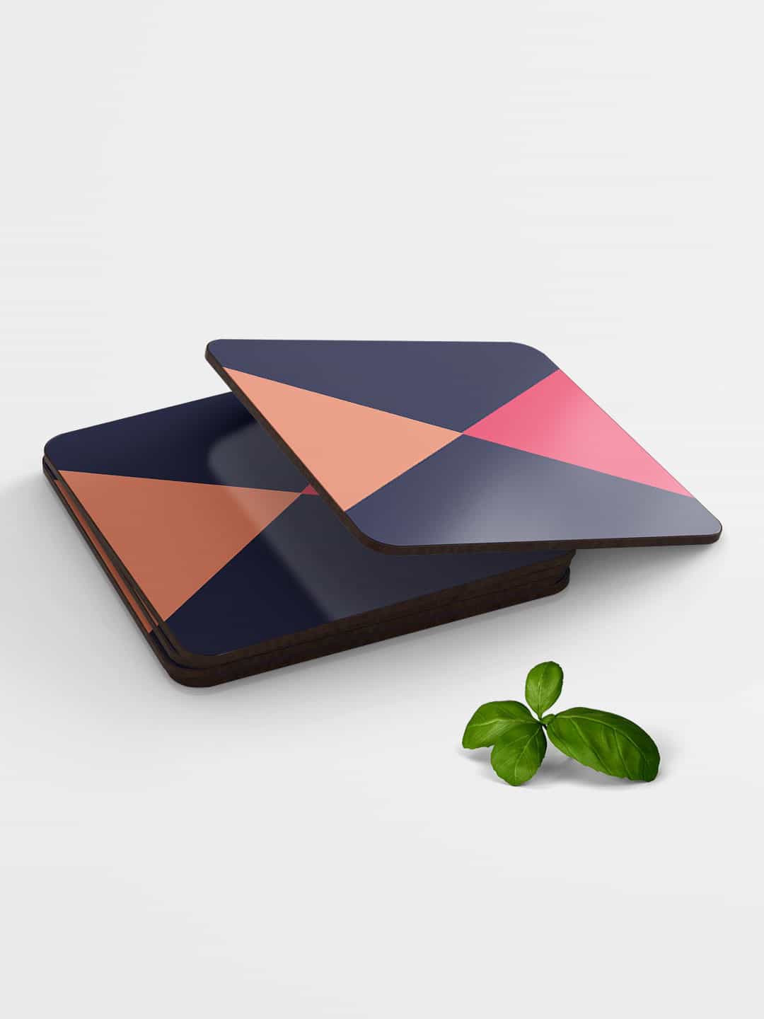

macmerise Set of 6 Blue & Pink Criss Cross Printed Coasters