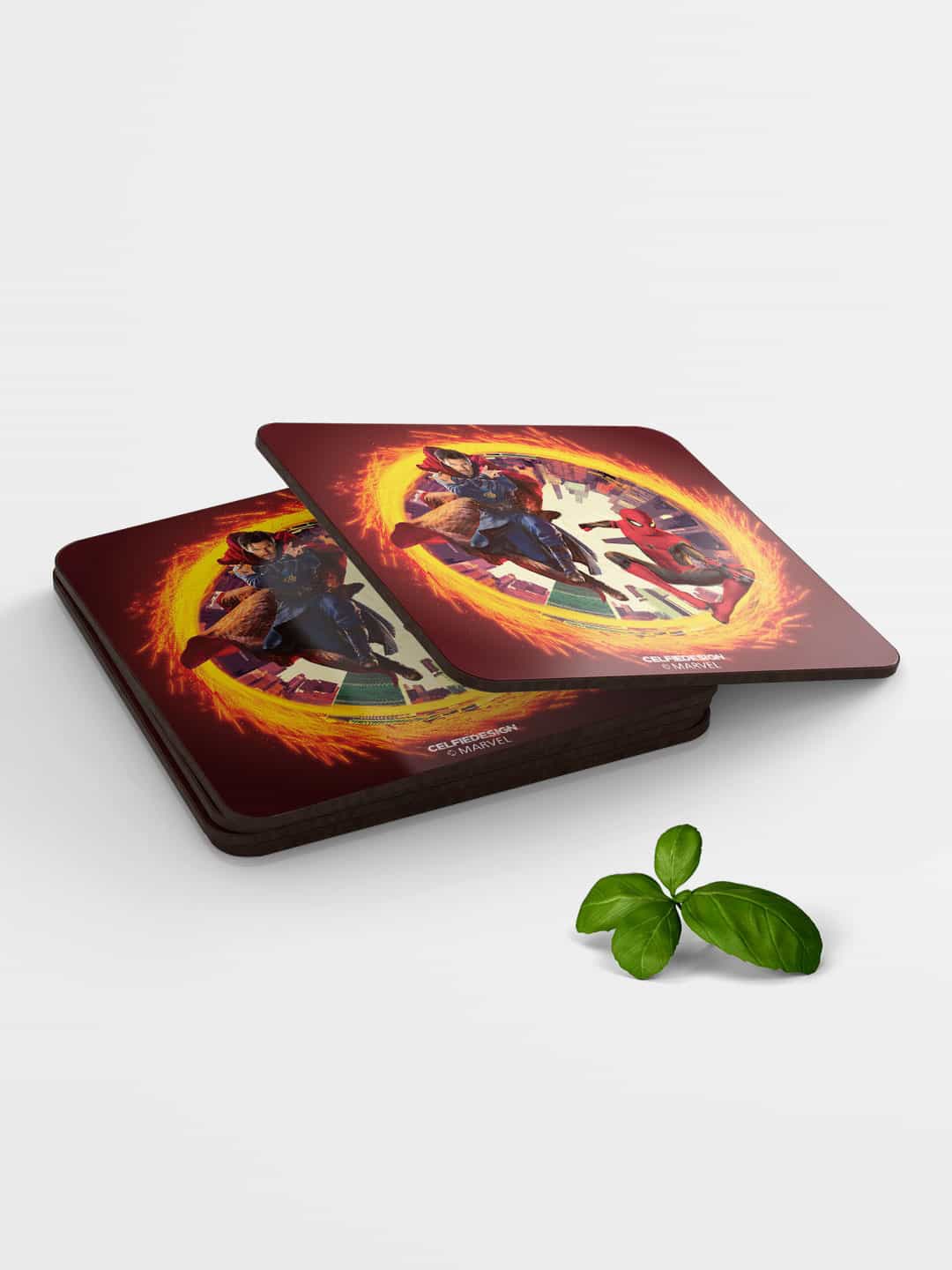 

macmerise Set of 6 Brown & Orange Printed Mystic Arts Spidey Coasters