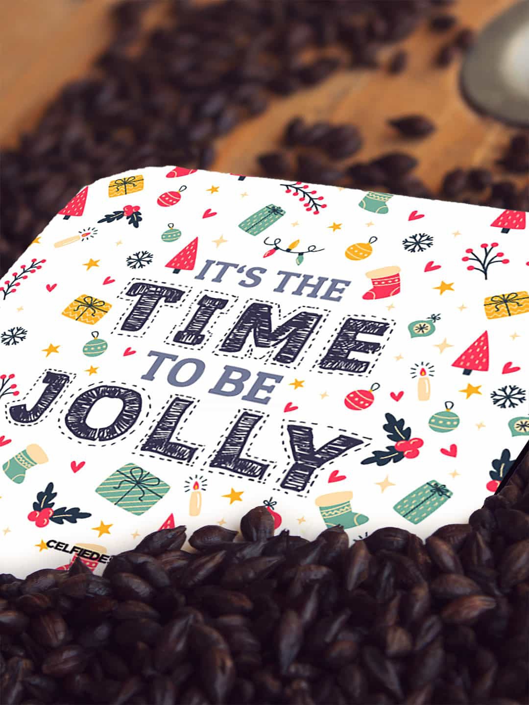 

macmerise Set of 6 Christmas Time Printed Coasters, White