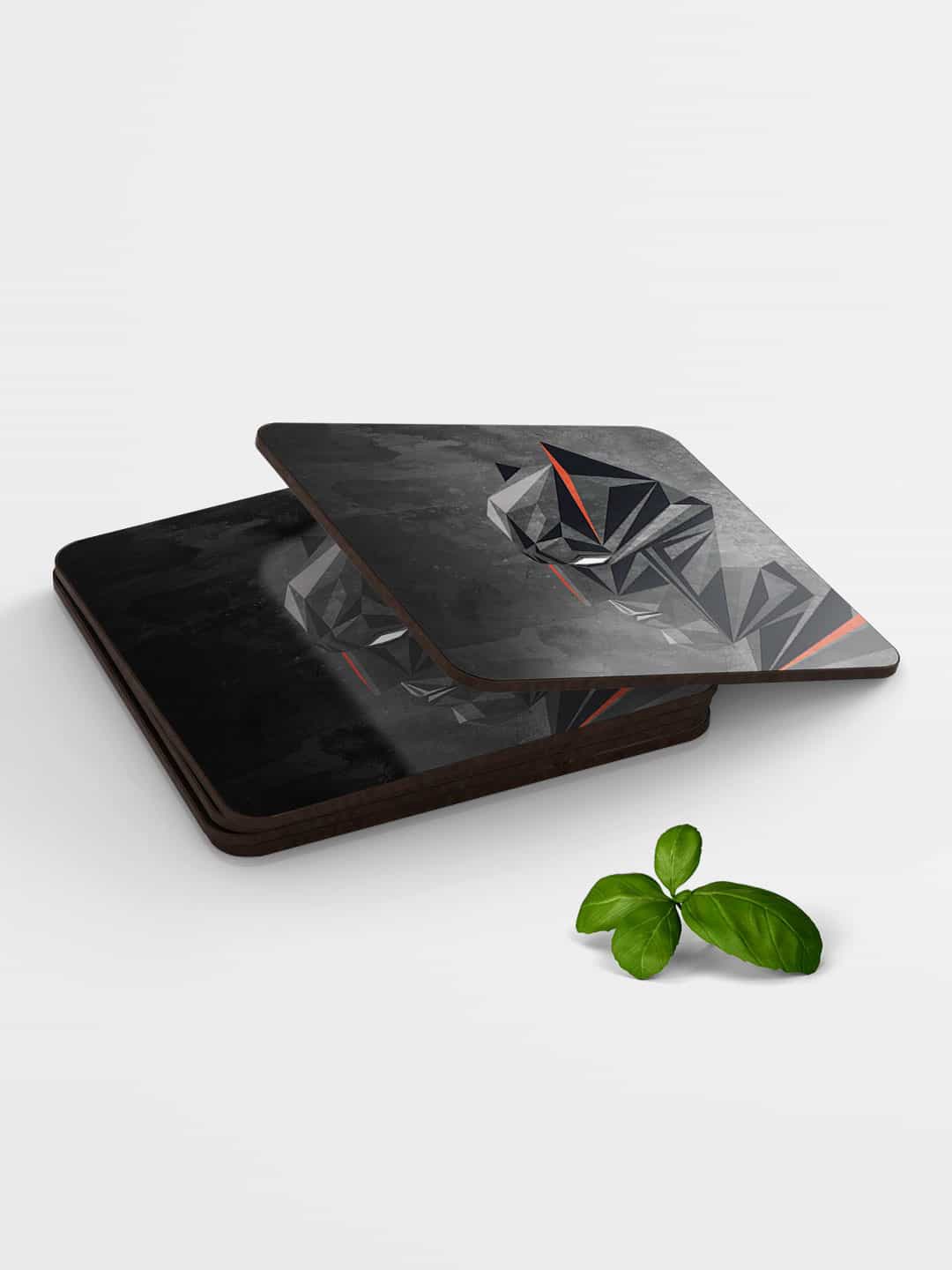 

macmerise Set of 6 Batman Geometric Printed Square Coasters, Black