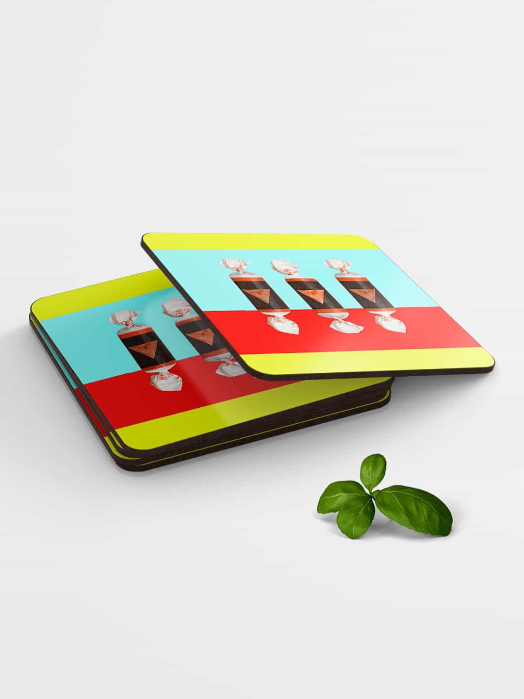 

macmerise Set of 6 Red Yellow Printed Coasters